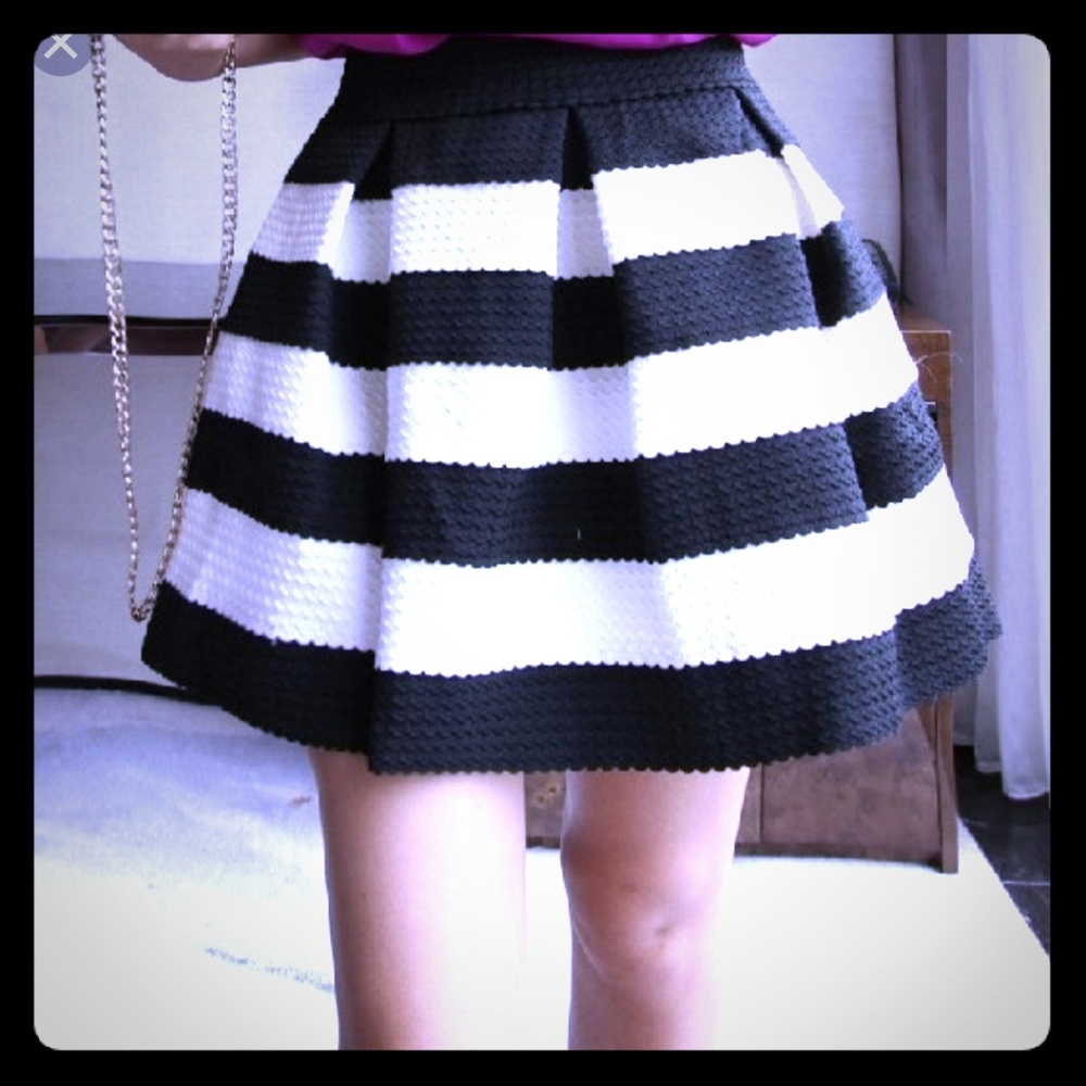 Navy Striped Mini Skirt